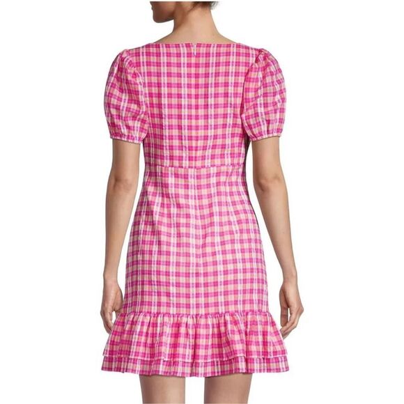 NWT LIKELY‎ Pink Madras Plaid Ruffled Cottage Kai Dress Size 2 - Picture 3 of 10